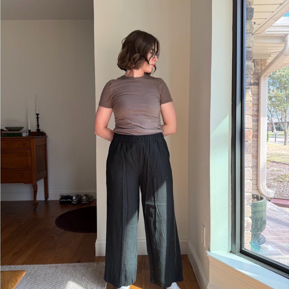 Old Navy Black Wide-Leg Linen Pants